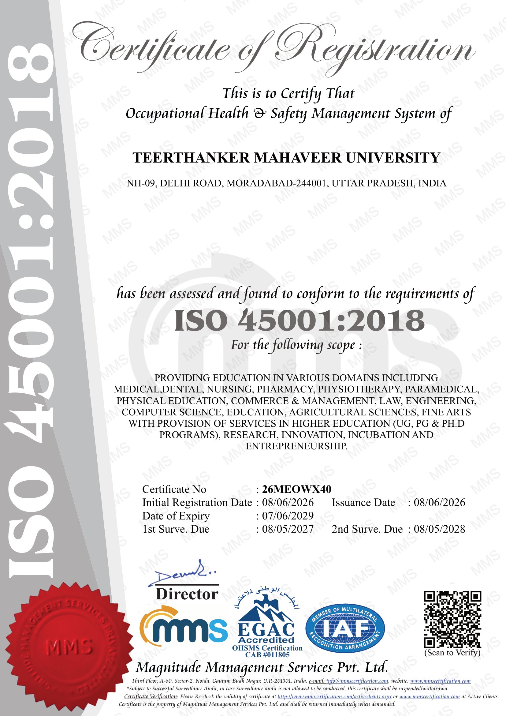 ISO 45001:2018 Health & Safety Certificate