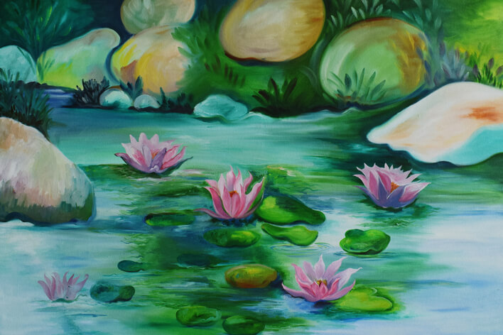 TMU fine art college lotus painting