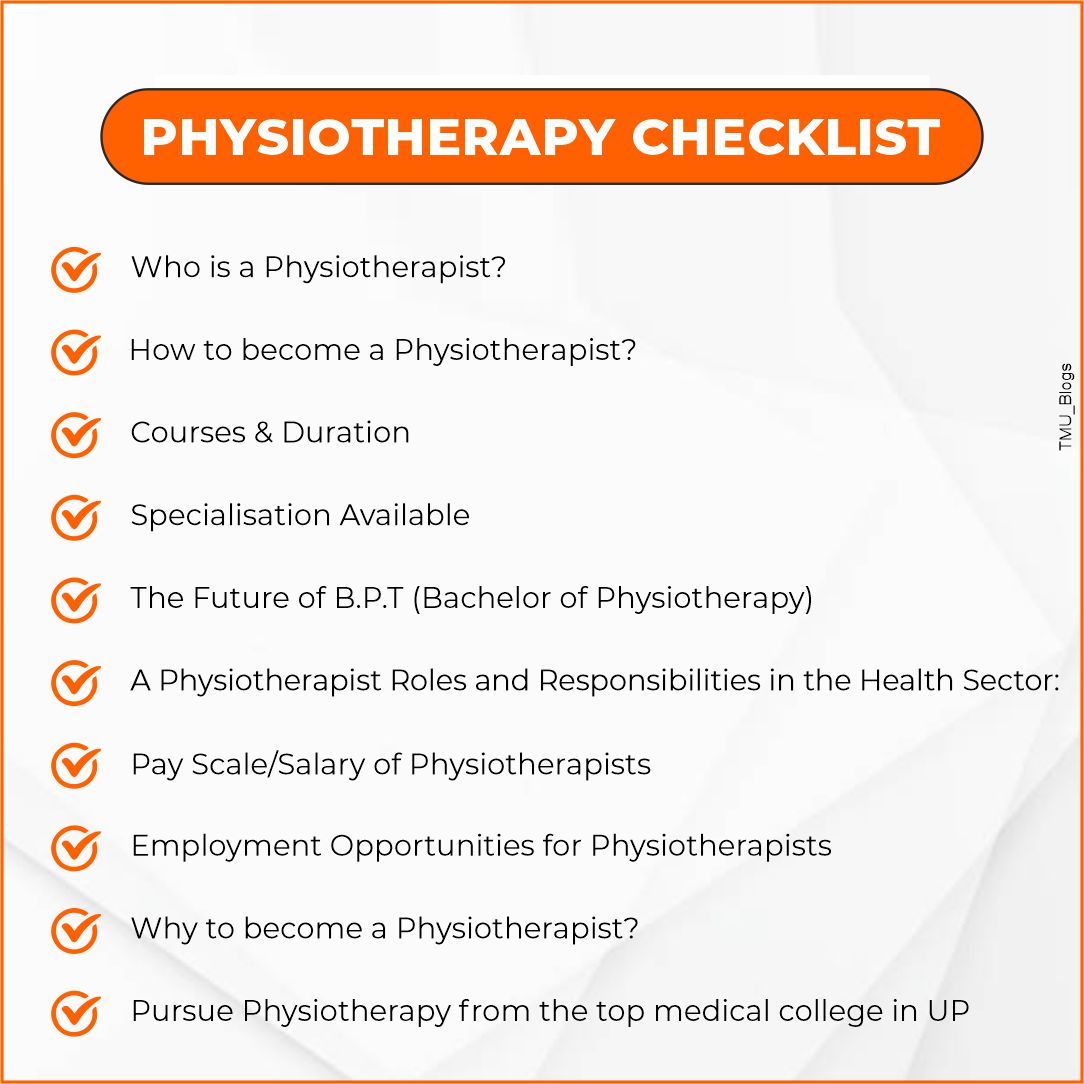 Physiotherapy Checklist. TMU Blogs 