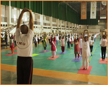 TMU college of nursing performing yoga